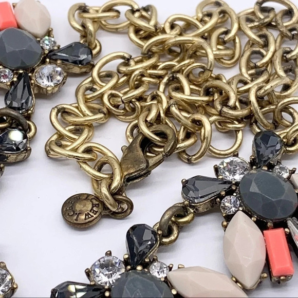 J. Crew Gray Orange Jeweled Cluster Necklace - Picture 3 of 3